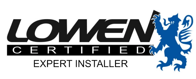 Lowen Certified Expert Installer Logo with Blue Lion.