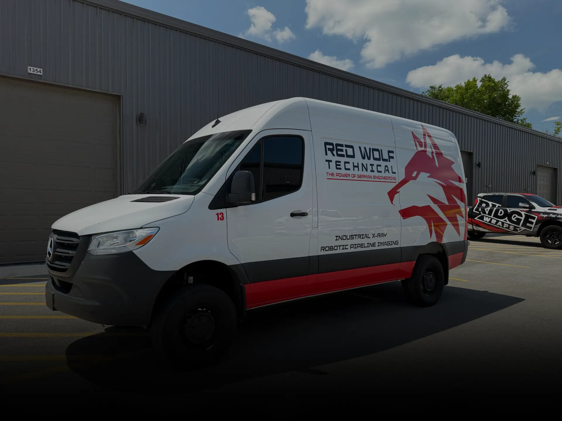 Commercial wrapped sprinter work van.